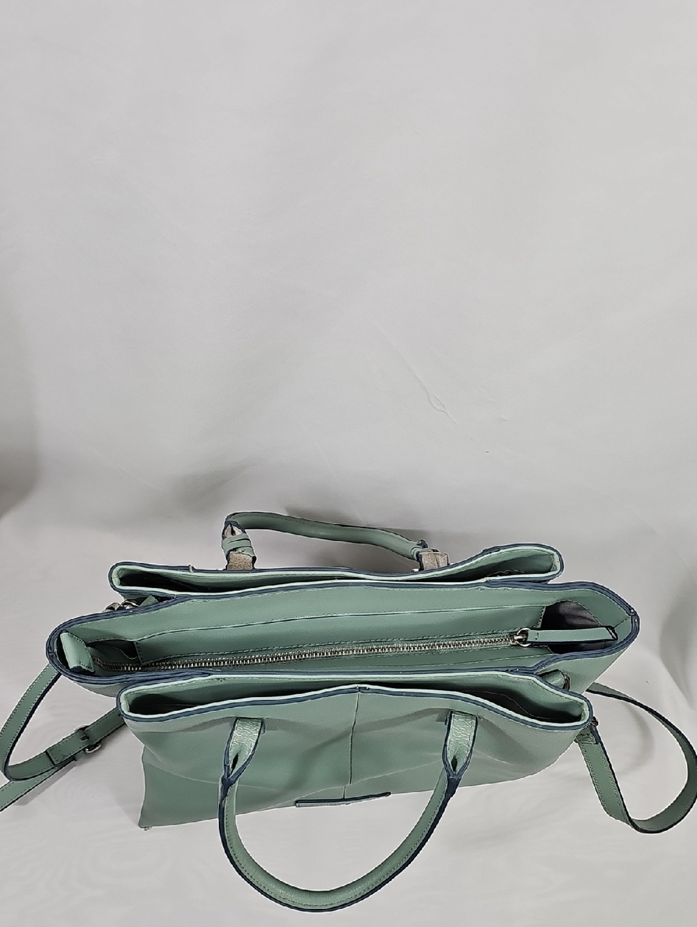 Mint Green Leather Tote Bag - Picture 10 of 13